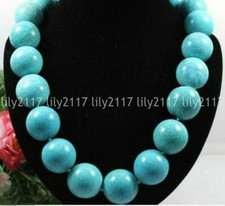 Huge 20mm Natural Blue Turquoise Gemstone Round Beads Necklace 14-36 inch picture