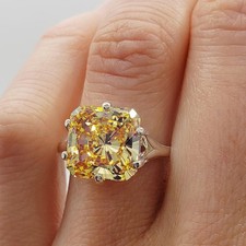 925 Sterling Silver 8.4Ct Toffee Champagne Radiant Diamond Ring Engagement picture