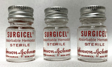 3 Vintage Johnson & Johnson Surgical Absorbable Hemostat Mini Glass Bottles Jars picture