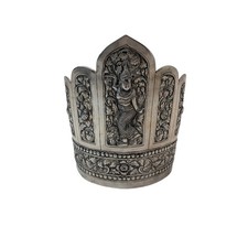 Antique Thai Repoussé Silver Apsara Statement Cuff Bracelet picture
