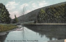 Pittsfield, MA Berkshire Park Lake American News Co. Litho-Chrome Postcard picture