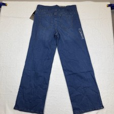 Bandolino Theadora Tummy Toner Pull On Wide Leg Jeans Womens 16 Blue Stretch New picture
