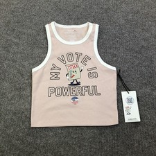 Aeropostale Tank Top Womens S Pink Scoop Neck My Vote Is Powerful Graphic picture