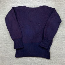 True Vintage Binghamton Knitting Co Wool Sweater Medium Purple Ribbed 20s 30s picture