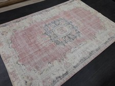 Distressed Vintage Rug TURKISH HAND MADE Rug 6 x 8.8 Vintage Turkish Rug Oushak picture