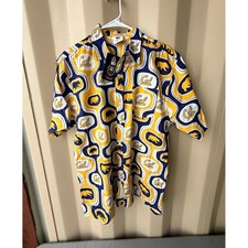 Wes and Willy California Golden Bears Button Up Shirt Mens Large Cal Blue Yellow picture