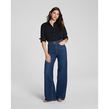 SPANX SPANXshape Authentic 360 Wide Leg Dark Wash Jeans Sz Medium Regular picture