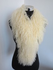 100% Genuine Mongolian Lamb Fur Scarf /fur Collar/ Fur Wrap /beige Women's Cape picture