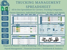 All-in-One Trucking, Dispatch Management Workbook (Google Sheets or Excel) picture