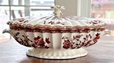 Vintage Spode Indian Tree Covered Round Vegetable Bowl Lid Scalloped 2/959 MINT picture