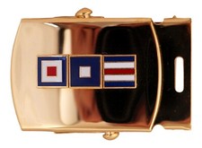 Customized Military Style, Brass Buckle, Choose 3 Code Flag Initials picture