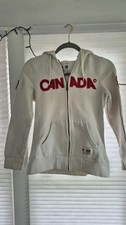 Vintage HBC 2010 Olympic Canada White Cotton Zip Hoodie Womens Sz S picture