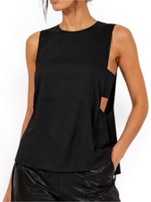 T by Alexander Wang Black Silk Cutout Open Side Sleeveless Top Size 2 NWT picture