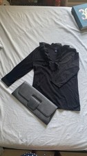 Chaps Top Black Ruffle Romantic Shirt Blouse size S picture