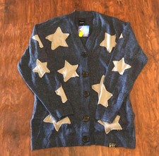Coraline Cardigan Sweater NWT Women L Blue Star Patches Cosplay Laika Hot Topic picture