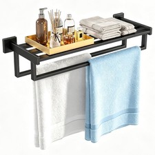 STWWO Towel Racks for Bathroom Wall Mounted, 24 Inch Black Double Towel Bar |... picture