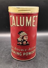 (BoxD) Vintage Calumet Baking Powder Tin Can 16 oz picture
