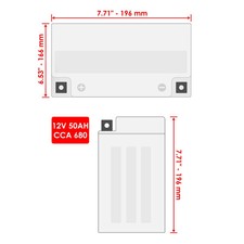 Caltric 26012-0619 AGM Battery for Kawasaki Mule KAF820 Pro-FX 12V 50Ah 680 CCA picture