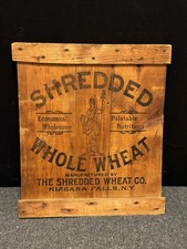Vintage Wooden Advertising Panel Shredded Whole Wheat Niagara Falls, NY picture
