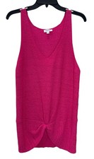 Women’s Mittoshop Hot Pink Sleeveless V Neck Knit Tunic Blouse Front Knot Size M picture