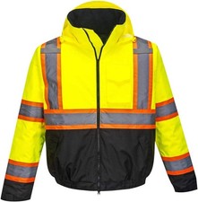 Hi-Vis Contrast Tape Bomber Viz Insulated Safety Visability Work Wear Rain ANSI picture