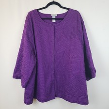 Maggie Barnes For Catherines Jacket 3X Purple Soutache Embroidery Bohemian Artsy picture