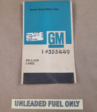 New NOS Genuine GM 335449 Unleaded Fuel Only Stripe/Tape 1960s? 1970s? Vintage picture