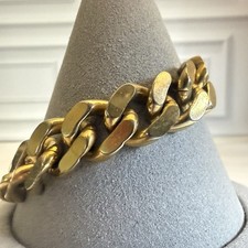 Beautiful Vintage Cuban Chain Chunky Bracelet Gold Tone Signed NAPIER 7” Spring picture