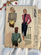 McCall 6011 1940s Drawstring Jacket Sewing Pattern Size 14 Vintage Complete picture