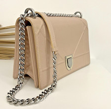 Luxury Inspired Medium Top Handle Shoulder Bag Beige Leather Silver Hardware picture