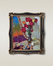 Spring tulips and daffodils. Floral still life Original oil painting on canvas picture