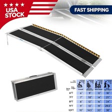 6/7/8/9/10 FT Folding Wheelchair Ramp 600lbs with Transition Plate Home Vehicle picture
