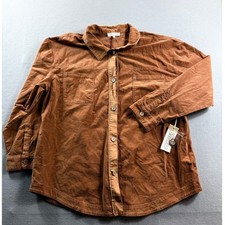 Escape by Habitat Clothes Shirt Womens XL Spice Corduroy Stretch Button Up 34520 picture