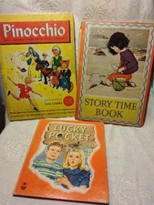 Vintage Childrens Book Lot 1940s-1951 Pinocchio Lois Lenski Lucky Pocket MCM picture