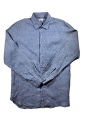 Loro Piana 100% Linen Blue Long Sleeve Button Down Shirt Size X Large Made Italy picture