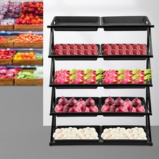 5-Tier Market Shelf With 10 Plastic Baskets, Black Freestanding Rack picture