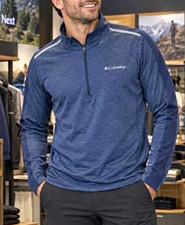 Columbia Shirt Mens L 1/4 Zip Pullover Long Sleeve Thumbholes Mock Neck picture
