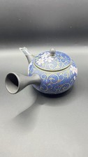 Kyusu Teapot TOKONAME KUTANI WARE Cherry Blossoms Ceramic Mesh Blue Grains Japan picture