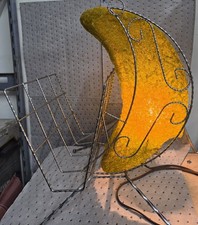 Amazing Vintage spaghetti lucite Crescent Moon Magazine Rack with working Lamp picture