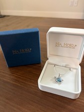 Na Hoku 14k White Gold Blue Topaz Honu Pendant Never Worn Excellent Condition picture
