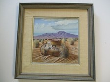 RARE BOBBY JOHNSON PAINTING DESERT LANDSCAPE  INDIAN POT POTTERY LISTED VINTAGE  picture
