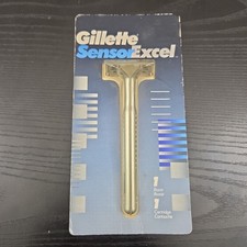 VTG Gillette Sensor Excel Razor Metal Handle Blade Shaver USA 1993 NOS Rare picture
