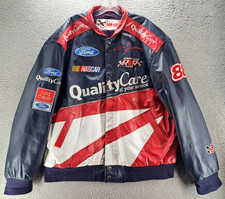 VTG NASCAR 88 Dale Jarrett Ford Quality Leather Jacket Mens 2XL Jeff Hamilton US picture