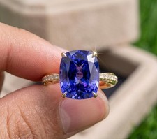 Vintage Tanzanite Ring 925 Sterling Silver Cushion Cut Tanzanite Ring picture