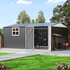 12x14 FT Outdoor Metal Storage Shed with Window,Lockable Metal Garden Tool Shed picture