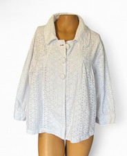 JL Studio White Eyelet Button Front Collared Jacket w/ Pockets Plus 20W picture