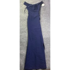Chiara Boni La Petite Robe Gown Womens 8 Navy Blue Radoslava Long Off Shoulder picture