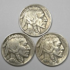 1936-P 1936-D 1936-S Buffalo Nickel Set (Lot#1) picture