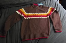 NWT Gymboree Boys Size 8 Fair Isle Sweater Brown 1/4 Zip Cotton Wool 2007 picture
