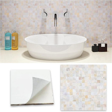 10Pcs Peel & Stick Backsplash 12”X12” Mosaic Stick on Tile 10 sqft Natural White picture